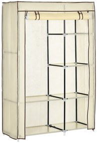 HOMCOM Szafa na ubrania z tkaniny Kremowobiała z 2 drążkami i 6 półkami 103x43x1625cm | Aosom PL