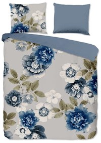 Niebiesko-szara flanelowa pościel dwuosobowa 200x220 cm Gabin – Good Morning