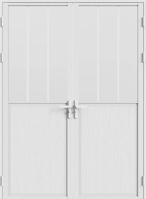 Odwracalne dwuskrzydłowe drzwi aluminiowe z matowym szkłem hartowanym w stylu loftowym - 2 x W204 x Szer73 cm - Białe - ERMELO