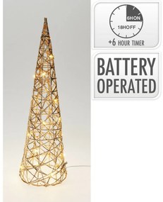 Świąteczny stożek świecący Champagne, 40 x 12 cm, 20 mikrodiod LED, na baterie, 40 cm