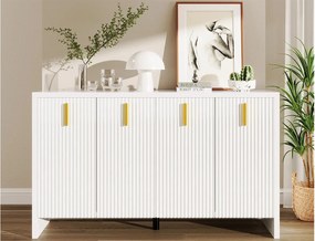 Nowoczesny bufet - z regulowanymi półkami - złote uchwyty - Biały