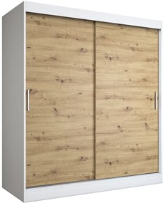 Szafa przesuwna 180 cm biel + dąb artisan - Erco 5X