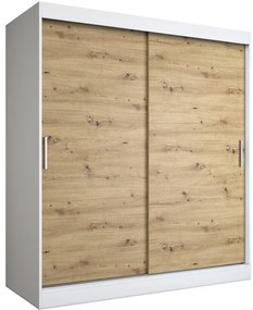 Szafa przesuwna 180 cm biel + dąb artisan Palisander