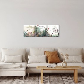 Obraz - Naturalny krajobraz, akwarela (z zegarem) (90x30 cm)