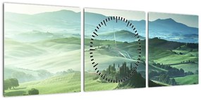 Obraz - Toskania, Włochy (z zegarem) (90x30 cm)