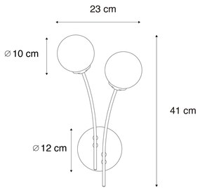 Nowoczesna lampa ścienna złota 2-światłowa z dymionym szkłem - Athens Rustykalny / Vintage Oswietlenie wewnetrzne