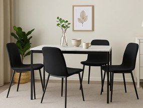 Promocja: Czarny stół jadalny RAMOD 100x60 cm, biały marmurowy dekor, II jakość