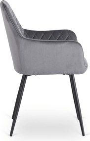 Krzesło Tapicerowane do Jadalni BRESSO Szare Welurowe Nowoczesne Loft