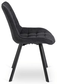 Zestaw Stół Okrągły TEO 100 cm Dąb Rustykalny/Czarny i 4 Krzesła Tapicerowane RICK 2 Czarne Nowoczesne Loft