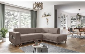 Brązowy rozkładany/ze schowkiem narożnik (prawostronny/w kształcie litery L) Classy Sophie – Miuform