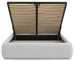 Jasnoszare tapicerowane łóżko dwuosobowe ze schowkiem/bez zagłówka ze stelażem 180x200 cm Inera – Bobochic Paris