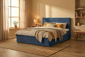 Łóżko FILI 160x200 cm Granatowy Z materacem