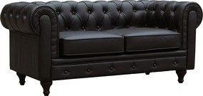 Sofa Chesterfield "Aliza" nierozkładana - 157 x 82 x 70 cm - 2 miejsca - Brązowa