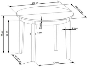 Stół SORBUS 100(200)x100 biały rozkładany HALMAR