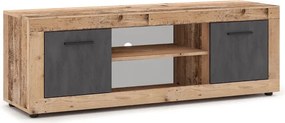 Szafka RTV BLAGO 140 cm Surowy Dąb/Grafit Dwudrzwiowa do Salonu Loft