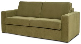 Sztruksowa sofa rozkładana w kolorze khaki Scandic Elbeko