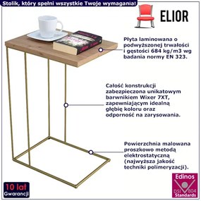 Druciany stolik pomocniczy dąb artisan + złoty dąb sonoma