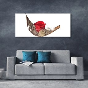Obraz canvas Czerwona Róża w Kroplach Rosy