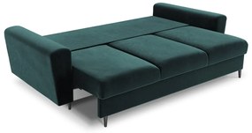 Morska aksamitna rozkładana/ze schowkiem sofa 235 cm Kyoto – Cosmopolitan Design