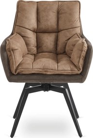 Krzesło Tapicerowane Obrotowe ISLA Brązowe Nowoczesne Loft