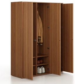 Szafka FRAME, 3 przedziały, 1299 x 450 x 1735 mm, PUSH-lock, orzech