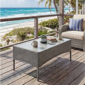 Stół ogrodowy z polyratanu Hamar,  szary