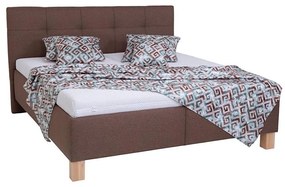 Łóżko tapicerowane z materacem i pojemnikiem na pościel MARIA 160x200 cm brązowe