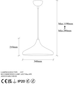 Lampa wisząca Barek - 11546, czarna/miedziana