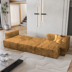 Masseno Narożnik TOLMO z funkcją spania i pojemnikiem na pościel Narozniki L, Rozkładana sofa - Żółty, POSO 01