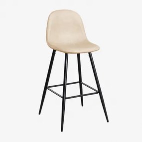 Zestaw 4 Wysokich Krzeseł Glamm Ze Sztucznej Skóry Beige Crema & ↑75 Cm & Negro - Sklum