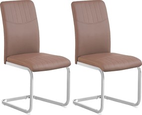Krzesła do jadalni zestaw 2 szt. - skóra ekologiczna i metal - brązowe - DORIAN
