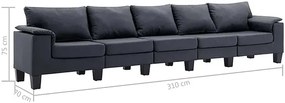 Pięcioosobowa ekskluzywna ciemnoszara sofa - Ekilore 5Q