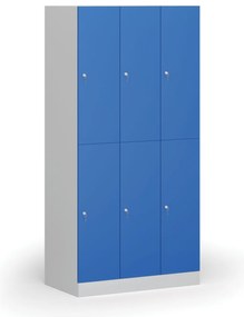 Szafka skrytkowa, 6 schowków, 1850 x 900 x 500 mm, demontaż, zamek cylindryczny, drzwi niebieskie