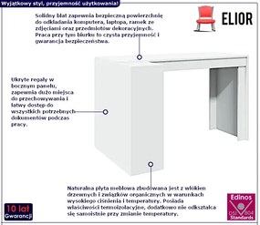 Białe biurko z ukrytym regałem - Avezo