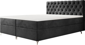 BEDANTE Łóżko CHESTER 200x200 Monolith 97, Antracytowe, pojemnik, chromowane nogi, małżeńskie, topper, materac, bonell, tapicerowane, MONOLITH