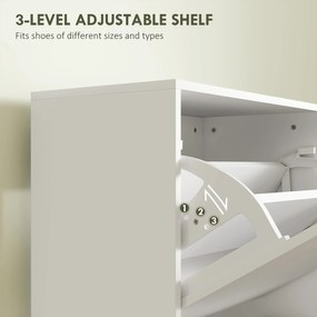 HOMCOM Szafka na Buty, 3 Szuflady, na do 12 Par Butów, Płyta Wiórowa, Biała