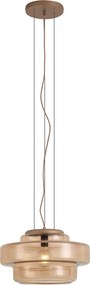 Lampa wisząca retro ciemny brąz z bursztynowym szkłem - Barb
