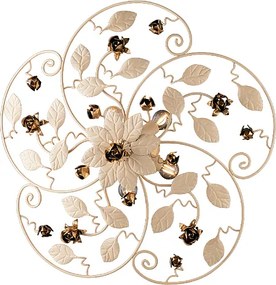 Piękna lampa sufitowa z żelaza lakierowanego na kolor kości słoniowej z 5 światłami, wys. 22 cm, Ø65 cm, BL196-PL5-AV