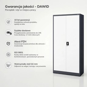 Szafa metalowa wielofunkcyjna: DAWID 900 x 1850 x 450 mm, antracytowo-biała