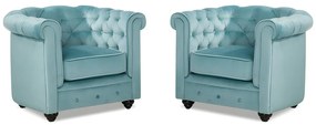 Komplet 2 foteli CHESTERFIELD - Pastelowoniebieski welur