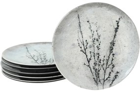 Zestaw 6 ceramicznych talerzyków deserowych StoneBloom 20 cm