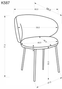Krzesło do jadalni tapicerowane beżowy mat welur K587