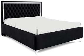 Czarne łóżko w stylu glamour z pojemnikiem na pościel R7-R47
