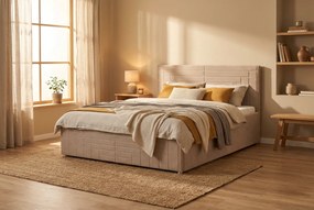 Łóżko FILI 140x200 cm Beżowy Z materacem