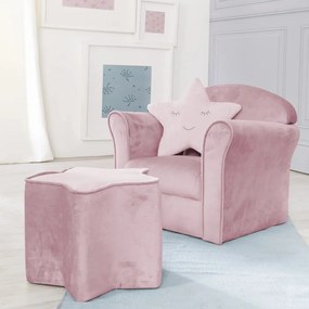 Jasnoróżowy aksamitny fotel dziecięcy Lil Sofa – Roba
