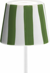 Lampa stołowa LED Poldina Lido z zielonymi paskami, akumulatorowa i ściemnialna, do 12 h pracy, do użytku zewnętrznego, IP65, nowoczesny styl