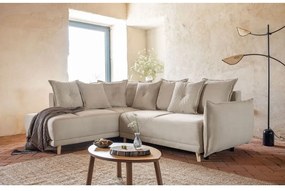 Beżowy sztruksowy rozkładany narożnik (lewostronny) Lazy Lukka – Miuform