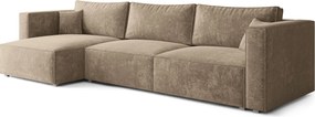 Masseno Narożnik TOLMO z funkcją spania i pojemnikiem na pościel Narozniki L, Rozkładana sofa - Beżowy, LUMO 30