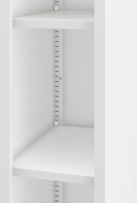 Regał metalowy wąski, archiwizacyjny na dokumenty biały: TIM 250 x 1850 x 450 mm