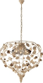 Piękny, lakierowany na kolor kości słoniowej, żelazny żyrandol z 5 lampami, 125 cm x 68 cm, BL196-5-AV